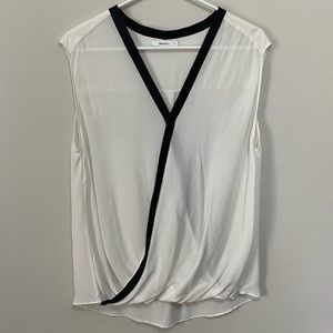 Bailey 44 Wildebeest Top in White Black 100% Silk Large